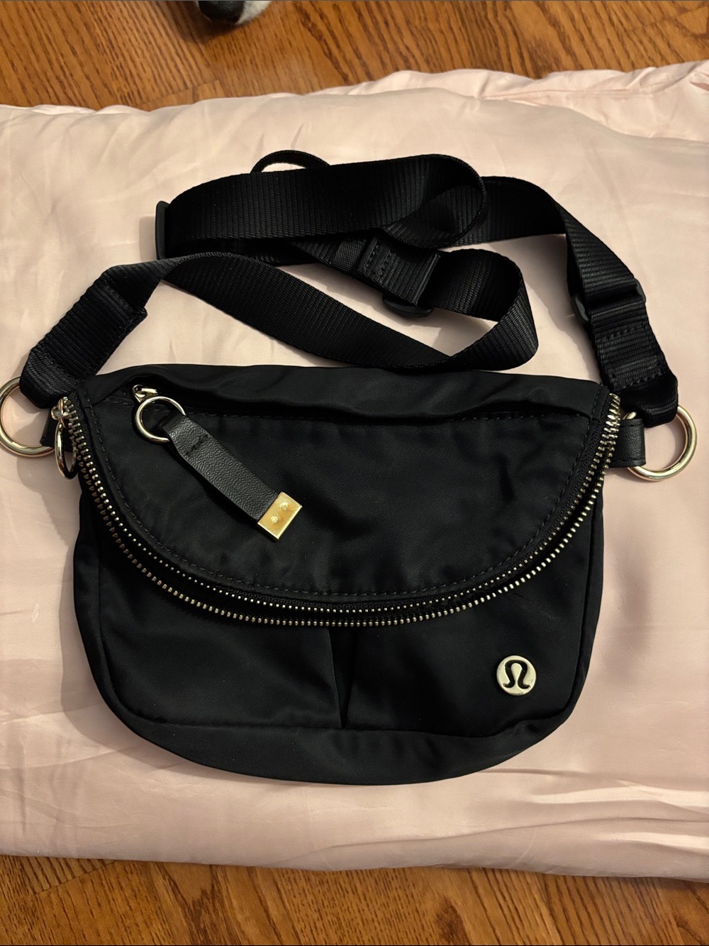 lululemon Black Nylon Crossbody with Gold Accent